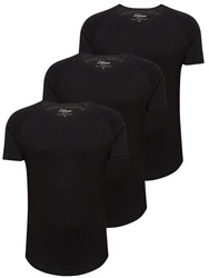 PITTMAN 3er Pack T-Shirt Herren Oversize Finn Rundhals-Ausschnitt Schwarz/Dunkelblau/Dunkelgrau
