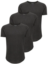 PITTMAN 3er Pack T-Shirt Herren Oversize Finn Rundhals-Ausschnitt Dunkelgrau/Grau