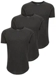 PITTMAN 3er Pack T-Shirt Herren Oversize Finn Rundhals-Ausschnitt Dunkelgrau/Grau