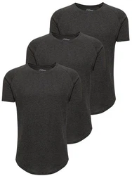 PITTMAN 3er Pack T-Shirt Herren Oversize Finn Rundhals-Ausschnitt Dunkelgrau/Grau