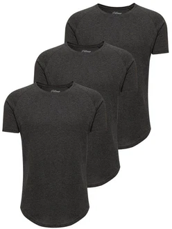 PITTMAN 3er Pack T-Shirt Herren Oversize Finn Rundhals-Ausschnitt Dunkelgrau/Grau