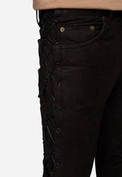 RICANO Lederhose NBK-101 Jeans Optik Schwarz/Dunkelrot