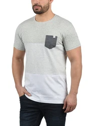 !Solid Malte Herren T-Shirt Kurzarm Shirt Mit Streifen Rundhals (SDMalte) Grau/Hellgrau/Silber