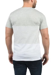 !Solid Malte Herren T-Shirt Kurzarm Shirt Mit Streifen Rundhals (SDMalte) Grau/Hellgrau/Silber