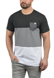 !Solid Malte Herren T-Shirt Kurzarm Shirt Mit Streifen Rundhals (SDMalte) Dark Grey Melange