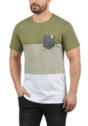 !Solid Malte Herren T-Shirt Kurzarm Shirt Mit Streifen Rundhals (SDMalte) Dunkelgrün/Grün