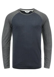 Solid Rundhalsshirt SDBastien Longsleeve Dunkelblau/Grau/Dunkelgrau