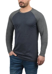 Solid Rundhalsshirt SDBastien Longsleeve Dunkelblau/Grau/Dunkelgrau