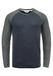 Solid Rundhalsshirt SDBastien Longsleeve Dunkelblau/Grau/Dunkelgrau