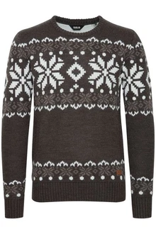 !Solid Herren Weihnachtspullover SDNorwig (Norwig) Dunkelbraun/Braun/Dunkelgrau/Gelb/Schwarz