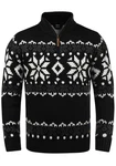 !Solid Herren Weihnachtspullover Norwin Troyer Grobstrick mit Stehkragen (8973) Black !Solid Herren Weihnachtspullover Norwin Troyer Grobstrick mit Stehkragen (8973) Black