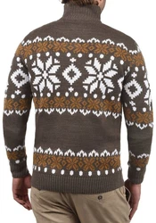 !Solid Herren Weihnachtspullover Norwin Troyer Grobstrick mit Stehkragen (8973) Dunkelbraun/Braun