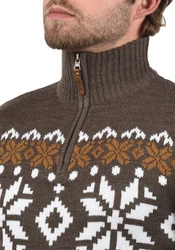 !Solid Herren Weihnachtspullover Norwin Troyer Grobstrick mit Stehkragen (8973) Dunkelbraun/Braun