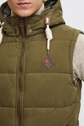 !Solid Dry Herren Steppweste Outdoor Weste Mit Kapuze Und Stehkragen Dunkelgrün/Khaki/Braun