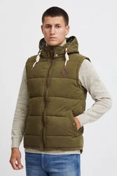 !Solid Dry Herren Steppweste Outdoor Weste Mit Kapuze Und Stehkragen Dunkelgrün/Khaki/Braun