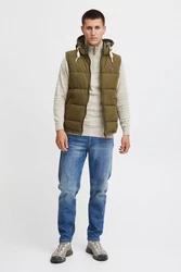 !Solid Dry Herren Steppweste Outdoor Weste Mit Kapuze Und Stehkragen Dunkelgrün/Khaki/Braun