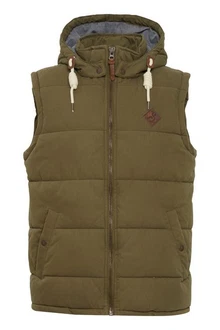 !Solid Dry Herren Steppweste Outdoor Weste Mit Kapuze Und Stehkragen Dunkelgrün/Khaki/Braun