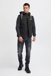 !Solid Dry Herren Steppweste Outdoor Weste Mit Kapuze Und Stehkragen Schwarz/Dunkelgrün/Braun/Dunkelbraun
