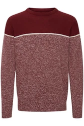 Indicode Lynn Herren Strickpullover Feinstrick Pullover mit Rundhalsausschnitt Dunkelrot/Bordeaux
