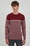 Indicode Lynn Herren Strickpullover Feinstrick Pullover mit Rundhalsausschnitt Dunkelrot/Bordeaux
