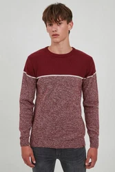 Indicode Lynn Herren Strickpullover Feinstrick Pullover mit Rundhalsausschnitt Dunkelrot/Bordeaux