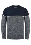 Indicode Lynn Herren Strickpullover Feinstrick Pullover mit Rundhalsausschnitt Dunkelblau/Blau/Grau
