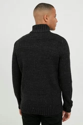 Indicode Troyer IDOslo Strickpulli mit Stehkragen Schwarz/Dunkelgrau/Grau