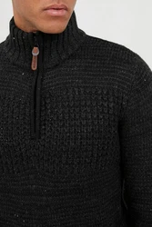 Indicode Troyer IDOslo Strickpulli mit Stehkragen Schwarz/Dunkelgrau/Grau