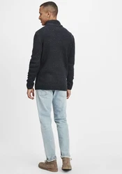 Indicode Troyer IDOslo Strickpulli mit Stehkragen Dunkelblau/Dunkelgrau/Schwarz/Hellblau
