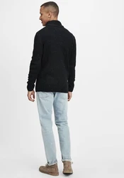 Indicode Troyer IDOslo Strickpulli mit Stehkragen Schwarz/Dunkelblau/Hellblau