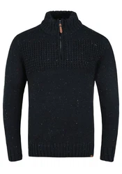 Indicode Troyer IDOslo Strickpulli mit Stehkragen Schwarz/Dunkelblau/Hellblau