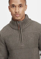 Indicode Troyer IDOslo Strickpulli mit Stehkragen Khaki/Dunkelgrün/Grau/Dunkelgrau/Hellgrau