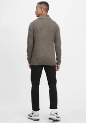 Indicode Troyer IDOslo Strickpulli mit Stehkragen Khaki/Dunkelgrün/Grau/Dunkelgrau/Hellgrau