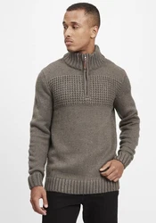Indicode Troyer IDOslo Strickpulli mit Stehkragen Khaki/Dunkelgrün/Grau/Dunkelgrau/Hellgrau