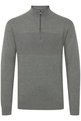 Indicode Troyer IDErno Strickpulli mit Reißverschluss Grau/Hellgrau/Dunkelgrau
