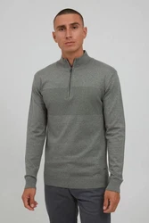 Indicode Troyer IDErno Strickpulli mit Reißverschluss Grau/Hellgrau/Dunkelgrau