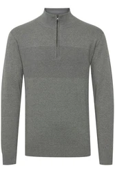 Indicode Troyer IDErno Strickpulli mit Reißverschluss Grau/Hellgrau/Dunkelgrau
