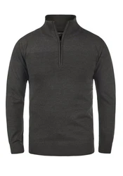 Indicode Troyer IDErno Strickpulli mit Reißverschluss Dunkelgrau/Grau/Dunkelgrün