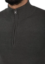 Indicode Troyer IDErno Strickpulli mit Reißverschluss Dunkelgrau/Grau/Dunkelgrün