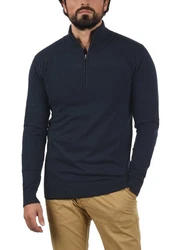 Indicode Troyer IDErno Strickpulli mit Reißverschluss Dunkelblau/Blau