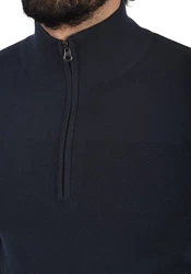 Indicode Troyer IDErno Strickpulli mit Reißverschluss Dunkelblau/Blau