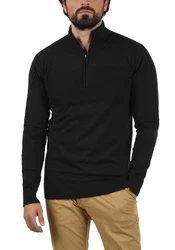 Indicode Troyer IDErno Strickpulli mit Reißverschluss Schwarz/Dunkelblau