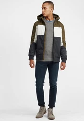 !Solid Bomberjacke SDThello mit Kapuze Dunkelgrün/Hellblau/Grün