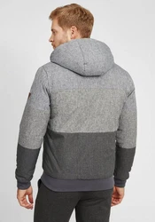 Indicode Kurzjacke IDHannibal Herren Übergangsjacke mit Kapuze Hellgrau/Dunkelgrau/Grau