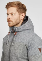 Indicode Kurzjacke IDHannibal Herren Übergangsjacke mit Kapuze Hellgrau/Dunkelgrau/Grau