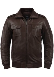 !Solid Lederjacke SDFamash Bikerjacke Dunkelbraun/Braun