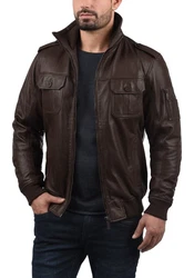 !Solid Lederjacke SDFamash Bikerjacke Dunkelbraun/Braun