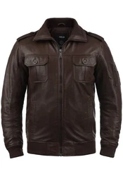 !Solid Lederjacke SDFamash Bikerjacke Dunkelbraun/Braun