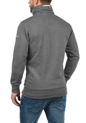 !Solid TripTroyer Herren Sweatshirt Pullover Troyer Pulli Mit Stehkragen Und Knopfverschluss Grau/Dunkelgrau/Hellgrau