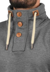 !Solid TripTroyer Herren Sweatshirt Pullover Troyer Pulli Mit Stehkragen Und Knopfverschluss Grau/Dunkelgrau/Hellgrau